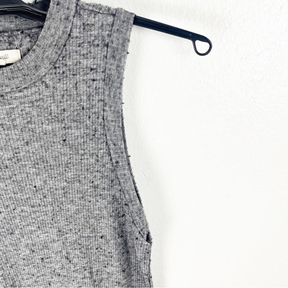 MADEWELL Gray Textured Wool Blend Mock Neck Side Splits Midi Dress, Size Medium - Picture 6 of 8